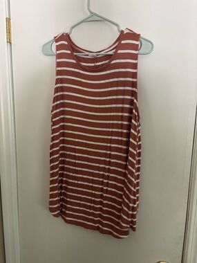 Old Navy Rust and White Striped Tank Top